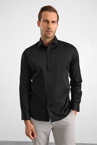 Süvari Siyah Slim Klasik Yaka Düz Casual Gömlek Sgm1008400025-s09