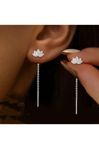 Kadın Küpe Lily Kadın Gümüş Küpe Minimal Takı Sevenlere Lotus Şık Minimal Hediyelik Küpe Çok Renkli