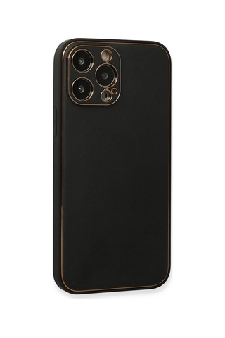 Cosmotex Newface Apple iPhone Uyumlu  13 Pro Max Kılıf Coco Deri Silikon Kapak - Siyah
