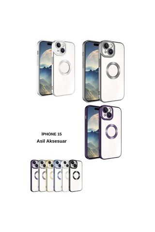 Apple Iphone 15 Uyumlu Renkli Detaylı Kamera Korumalı Logo Kısmı Açık Korumalı Kılıf