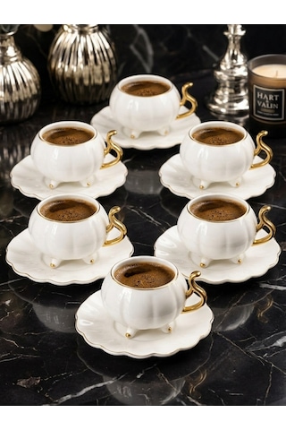 Acar Britton 6 Lı Porselen Kahve Fincan Takımı Gold 90 Ml 09411