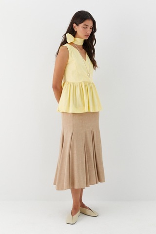 Kuşak Bağlamalı Kolsuz Bluz Sarı Sari