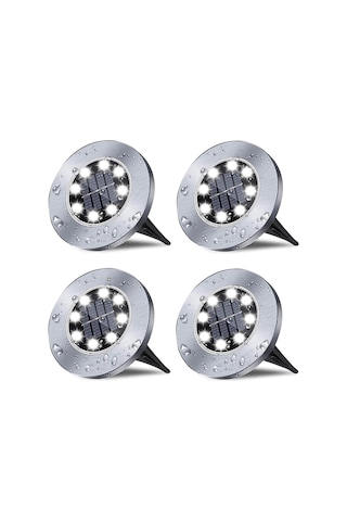 Suofeng 4'lü Paket 8 Led Güneş Enerjili Paslanmaz Çelik Toprak Içine Takılabilir Bahçe Yol Işığı - Su Geçirmez Beyaz Işık Diğer