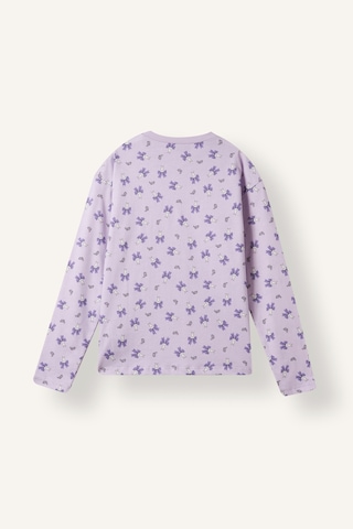Defacto Uzun Kollu Üst Elastik Bel Alt Kelebek Desenli 2li Pijama Takımı Kız Çocuk I6090a826wnpr143 Mor-pr143