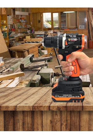 Germany Style MS8006 21V Çift Akülü Vidalama Çelik Mandren Kömürsüz Motor Darbeli Şarjlı Matkap