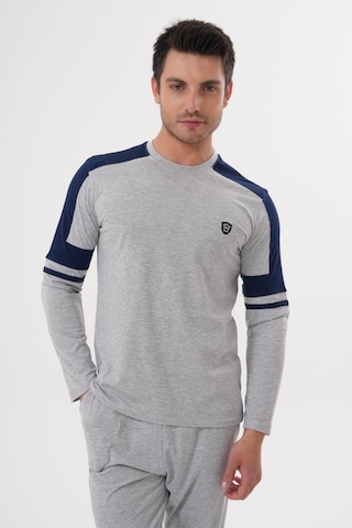 Mecit Pijama Mecit 2990 Erkek Gri Uzun Kollu Pijama Takımı Gri