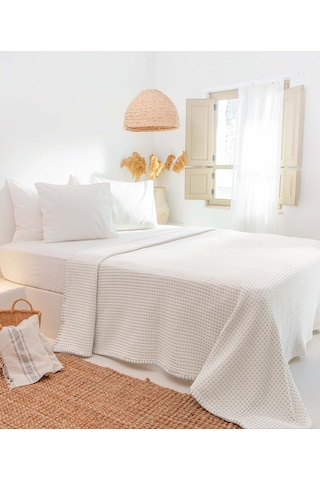Mare %100 Pamuklu Bej Waffle Pike Çift Kişilik 230x245 Bej