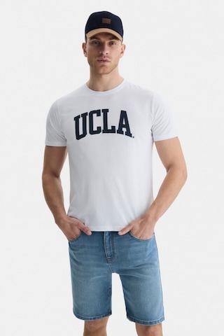 Ucla Culver Beyaz Bisiklet Yaka Baskılı Standard Fit Erkek Tshirt Beyaz