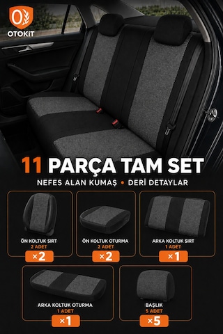 Volvo S40 1996 -2012 Uyumlu Koruyucu Gri Oto Koltuk Kılıfı 46564789