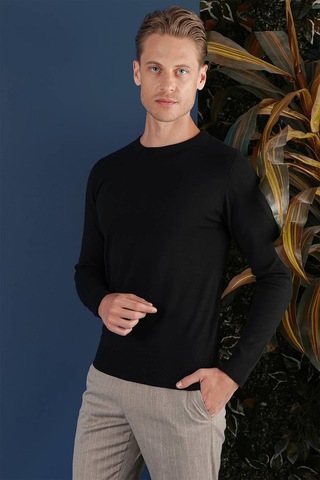 Efor Tr 858 Slim Fit Siyah Klasik Triko Siyah