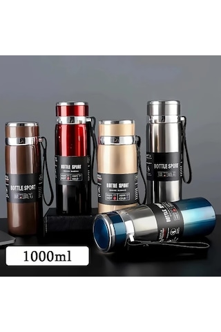 Techbloom Thermos Flask 1000ml Kırmızı Termos Sıcak Soğuk Saklama Kamp Ofis Spor Seyahat