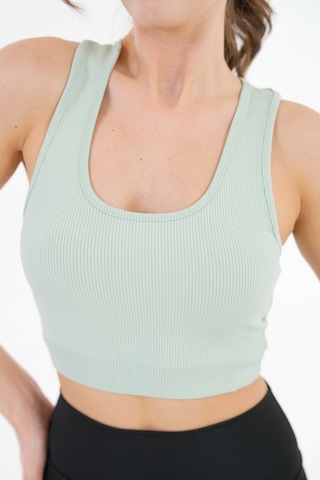 Mint U Yaka Beli Lastikli Fitilli Toparlayıcı Örme Crop Büstiyer Mint