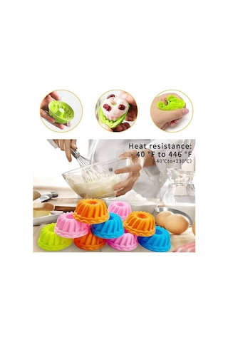 Silikon Mini Kek Pasta Kurabiye Kalıbı 6 Adet Muffin Cupcake Kalıbı Çok Renkli