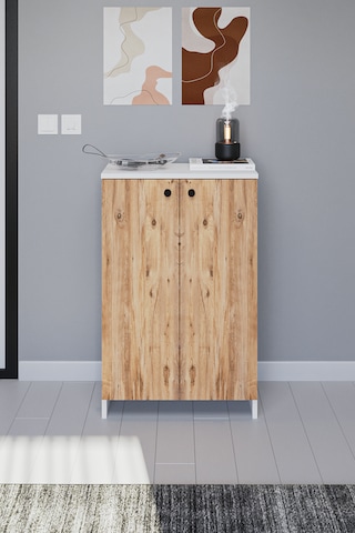 2 Kapaklı Ayakkabılık Çok Amaçlı Dolap Ayakkabı Dolabı Atlantik Çam - Beyaz