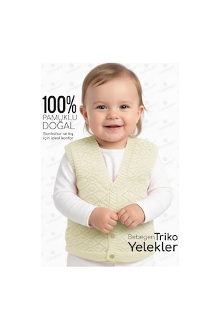 Bebegen Triko Krem Bebek Yelek Çok Renkli