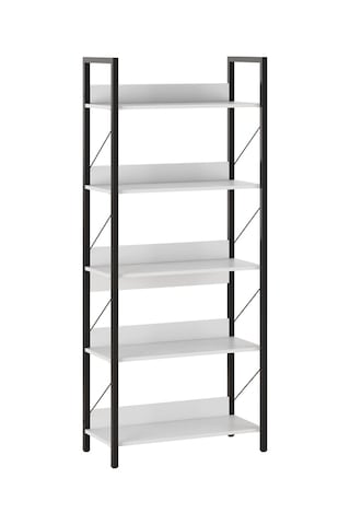 Profile Kitaplık 5 Raflı Diamond Beyaz / Siyah 73x172x35 Cm