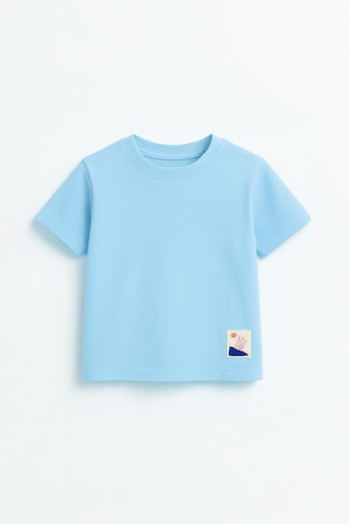 Erkek Çocuk %100 Pamuk Basic Tişört - Açık Mavi 3-4 Yaş 8-9 Yaş Açık Mavi