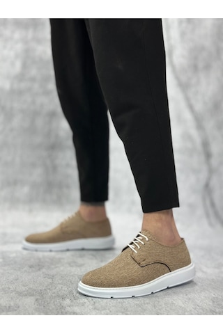 DMR Elegance Ba0003 Bağcıklı Klasik Spor Keten Hardal Beyaz Taban Casual Erkek Ayakkabı Rekli