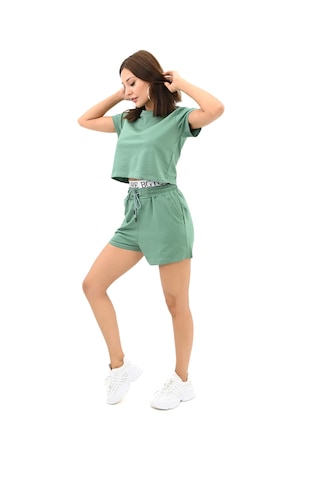 Koza Butik Kadın Kısa Kollu Lastik Baskı Detaylı Şort Takım 4093-25 001
