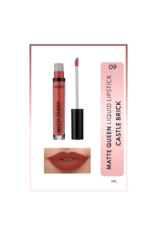 Note Cosmetique Matte Queen Lipstick Kalıcı Mat Likit Ruj - 09 Castle Brick - Pembe