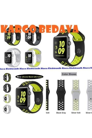 Apple Uyumlu Watch 2 42 MM Silikon Sport Kordon Kayıs