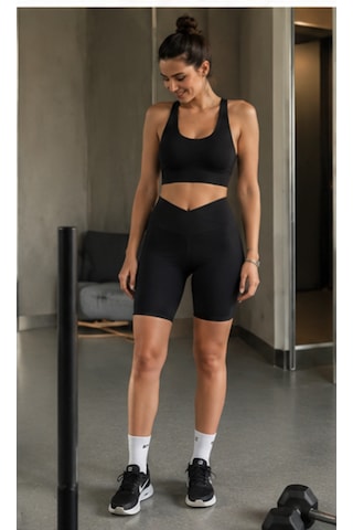 Cocosushicooo Kadın Siyah Spor Takım Esnek Kumaş Yüksek Bel Biker Tayt Ve Spor Büstiyer Takım