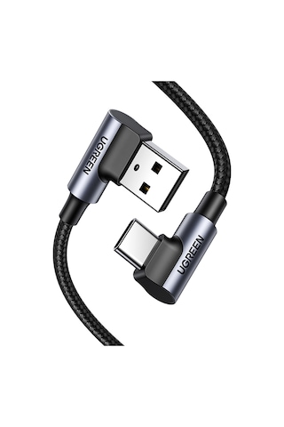Ugreen Usb-c - Usb-a 3a Qc 90 Derece Hızlı Şarj Kablosu, 3 M, Uzay Grisi, 70875