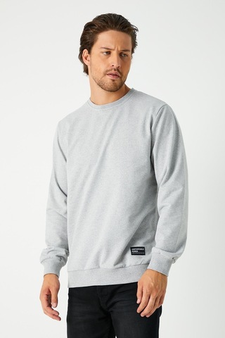 Comeor Erkek Gri Basic Bisiklet Yaka Regular Fit Normal Kesim 2 İplik Sweatshirt Gri