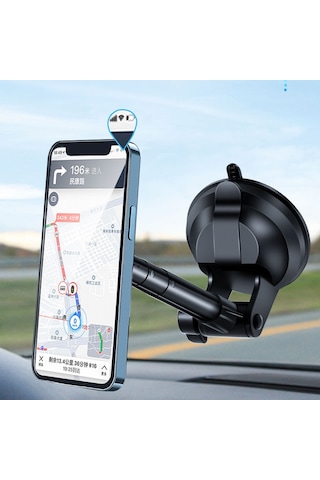 Araç İçi Manyetik Telefon Tutucu Vantuzlu Dashboard Cam Montajlı Teleskopik Ayarlanabilir Telefon Standı
