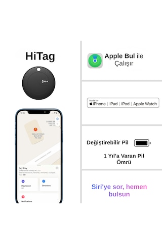 Hbb-k Hi Tag Akıllı Takip Cihazı Sadece Apple Uyumlu Uyumlu Siyah 2'li