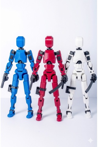 3'lü Kişiselleştirilebilir Robot Figür Seti - İstediğin Renkleri Sen Seç - Hareketli Eklemli Dummy