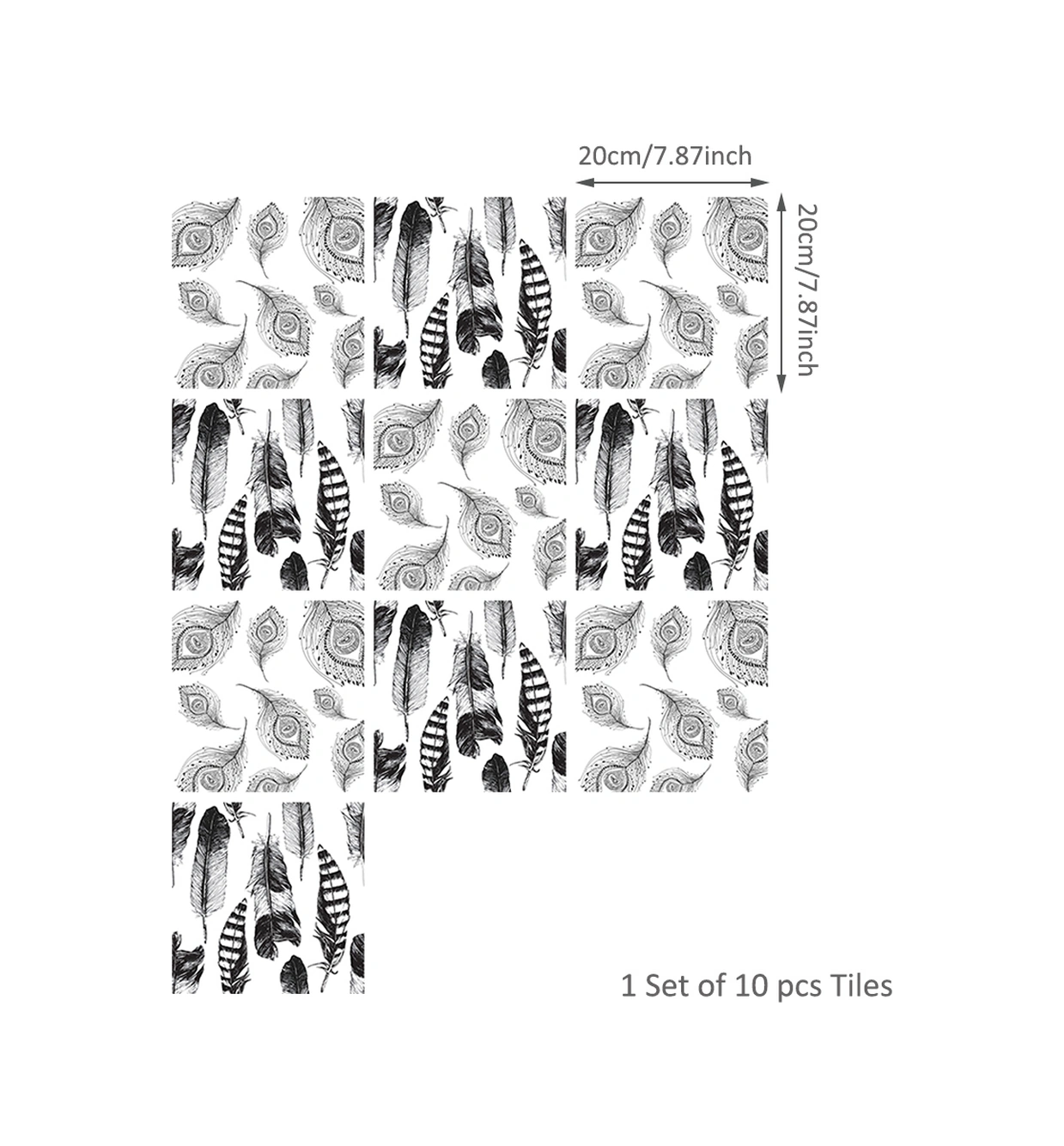 Hombey Mediterranean Tarzı Otomatik Yapışkan Mermer Sticker 20x20cm 10 Adet - Duvar Dekorasyonu, Kolay Kurulum, Geride Kalıntı Yok Diğer