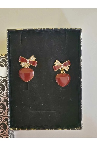 Loft Kalp Detaylı Bordo Küpe Sevgililer Günü , Annenize Verilecek En Güzel En Hasaplı Küpe Hediyesi Çok Renkli