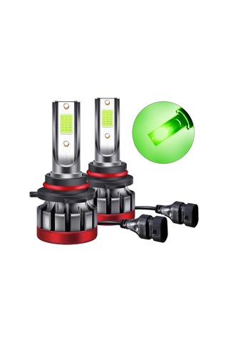 Youmex 30w 3000 Lumen Yeşil Led Faro Ampülü, 9006 Tipi, Uçak Alüminyum, 50.000 Saat Ömür, Plug And Play