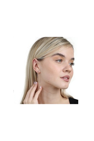 Tesbihane  Zincir Tasarım Yarım Tur Rose Renk 925 Ayar Gümüş Kadın Küpe