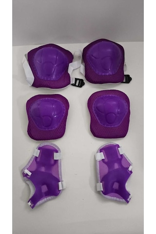 Çocuk Koruyucu Set Dizlik Dirseklik Bileklik 6 Parça Paten Scooter Bisiklet Kaykay Koruyucu Mor