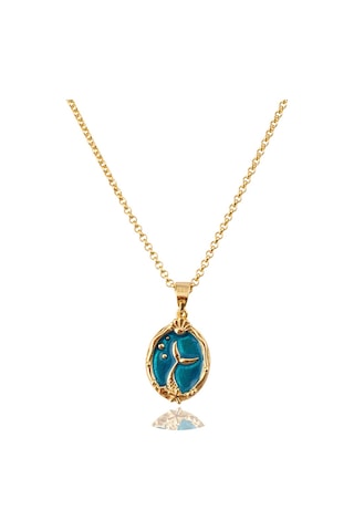Yıldız Balığı Cameo Gümüş Kolye 925 Ayar, Altın Kaplama, Mine & Zirkon Taşlı Ms3856 Altın