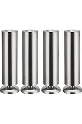 Novahub 4x200mm Paslanmaz Yuvarlak Ayaklar, Kauçuk Paspaslı, Güvenli Sessiz Mutfak Dolabı Ayakları -