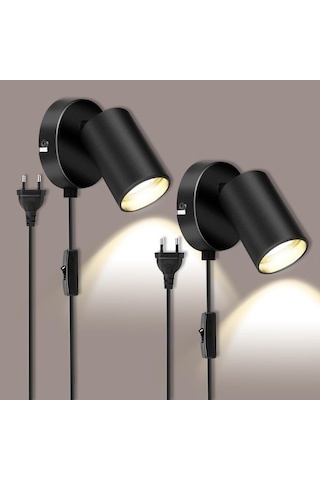 Rsylight Metal Mafsallı Siyah Spot Armatür Aplik Kablolu Fişli Beyaz Led Ampullü Siyah Rsylight Metal Mafsallı Siyah Spot Armatür Aplik Kablolu Fişli Beyaz Led Ampullü Siyah