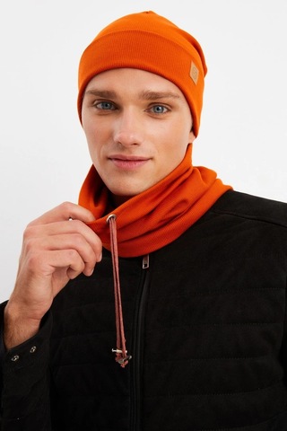 Erkek Balıkçı Style %100 Pamuklu Kaşkorse, Terletmez, Ultra Hafif, Yumuşak Bere Boyunluk Takım - Standart / Kiremit Kiremit