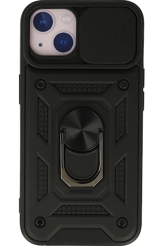 Apple iPhone Uyumlu- 13 Kılıf Pars Lens Yüzüklü Silikon - Siyah