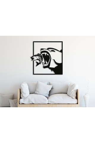Ayı Ve Balık Silüet / Bear And Fish 3d Duvar Dekoru - Şık Ve Minimalist Tasarım 19cm
