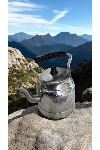 Kulplu Alüminyum Kamp Çaydanlık, No:14, 2 Litre Gümüş