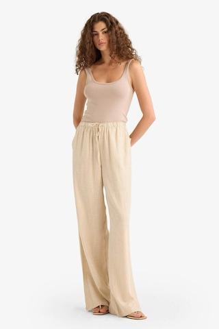 Defacto Wide Leg Çift Cepli Beli Lastikli Standart Boy Keten Karışımlı Pantolon E1994ax25smbg286 Bej