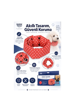 Show Tech Köpek Kürk Koruyucu Kıtık Oluşumunu Engelleyeci Yumuşak Tasma Büyük Boy Kırmızı