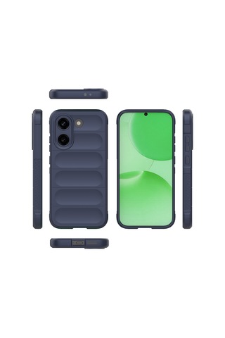Xiaomi Poco X8 Pro Uyumlu Kılıf Esnek Tpu Oyuklu Arka Yüzey Tasarımlı Silikon Kapak Lacivert