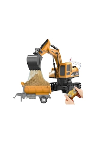 1/22 Uzaktan Kumandalı Rc Paletli Ekskavatör Işıklı Sesli Hareketli Şarjlı Excavator Kamyonlu İş Makinesi