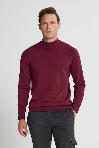 Ac&Co / Altınyıldız Classics Erkek Bordo Standart Fit Normal Kesim Yarım Balıkçı Yaka Triko Kazak Bordo
