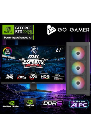 Go Gamer AE576D R7-9700X 16 GB 512 GB SSD RTX5060Tİ 8 GB 27" Free Dos Oem Paket Masaüstü Oyuncu Bilgisayarı