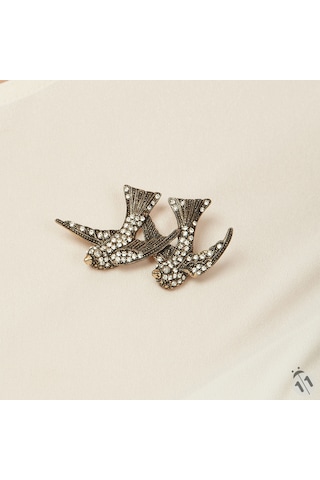Elmas Montür Swarovski Kuş Broş Sevgiliye Hediye